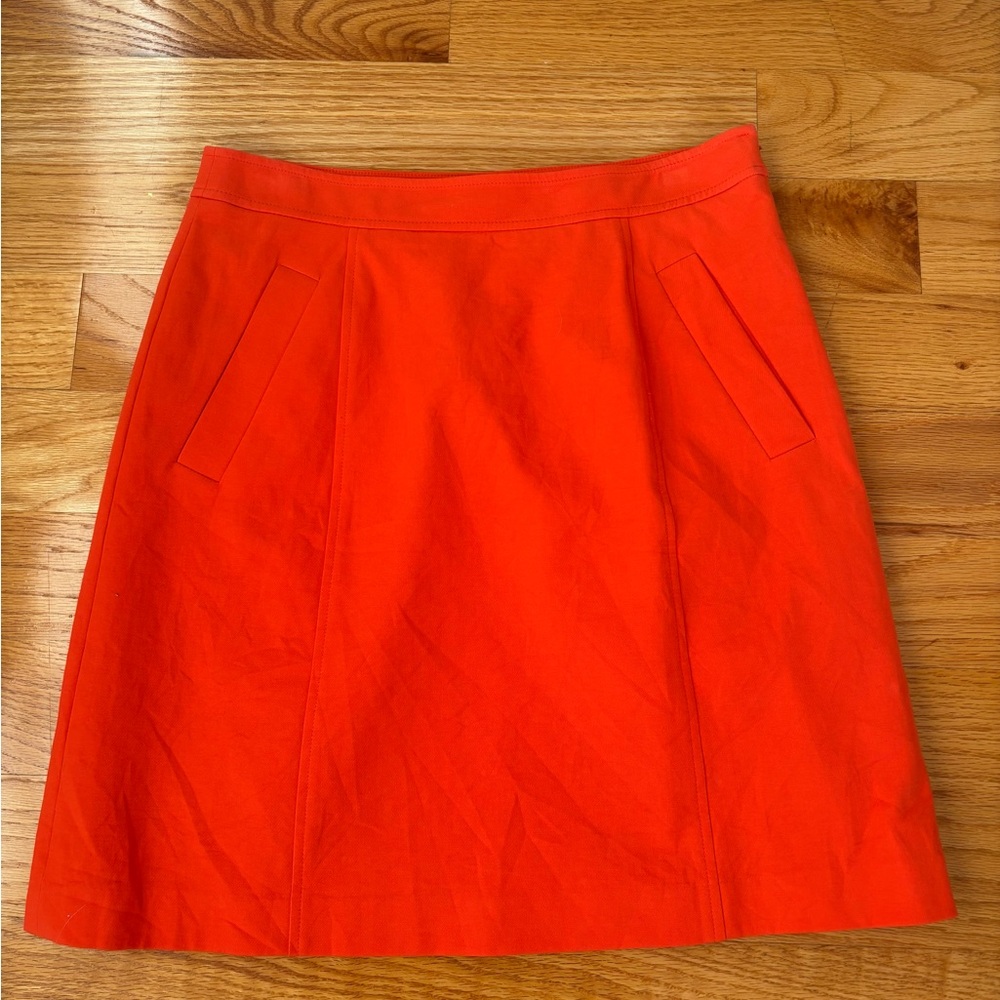 Ann Taylor Orange/Red Knee-Length A-Line Skirt